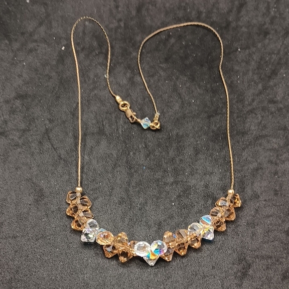 Vintage Jewelry - Elegant Gold and Silver Crystal Necklace